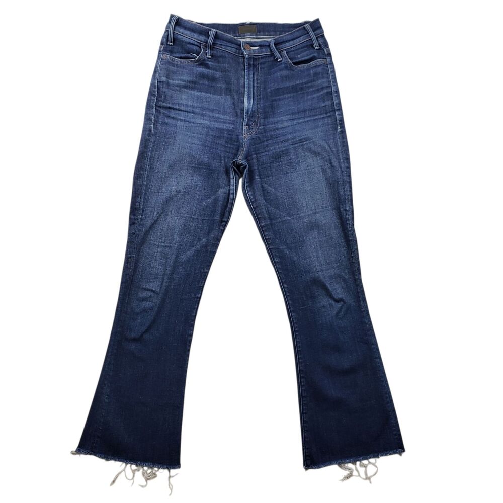 Mother Hunter Ankle Fray Jeans Womens 28 Blue Denim High Rise Ankle Flare